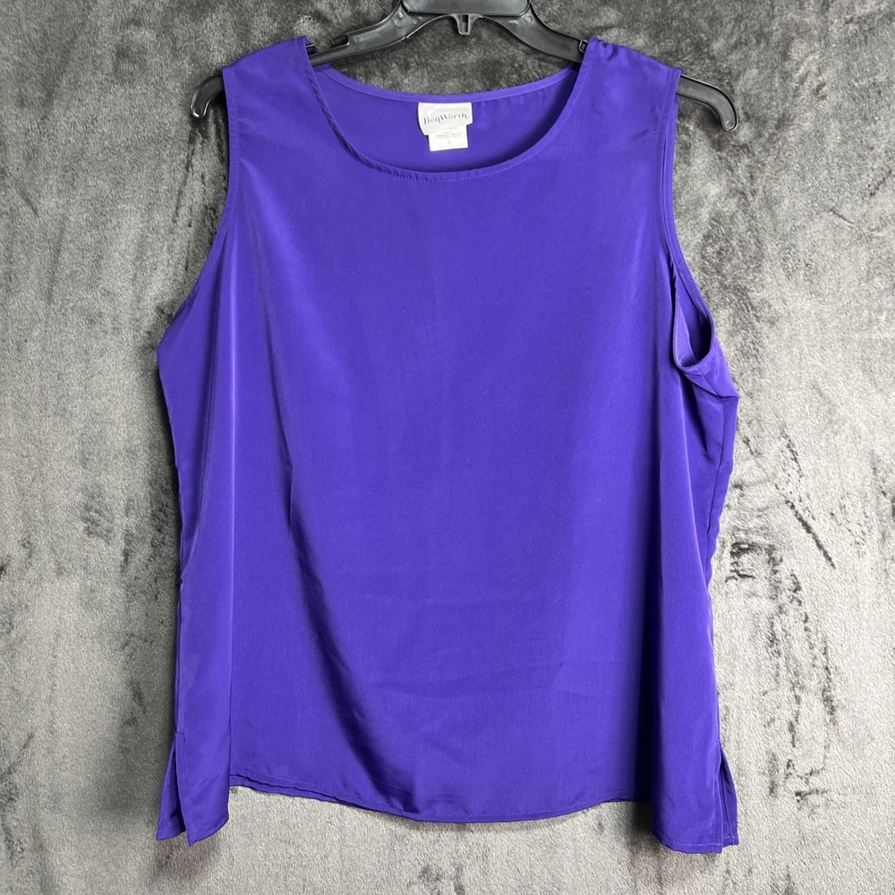 Womens Sleeveless Blouse Bon Worth‎ Purple Nice Neckline Sz LG